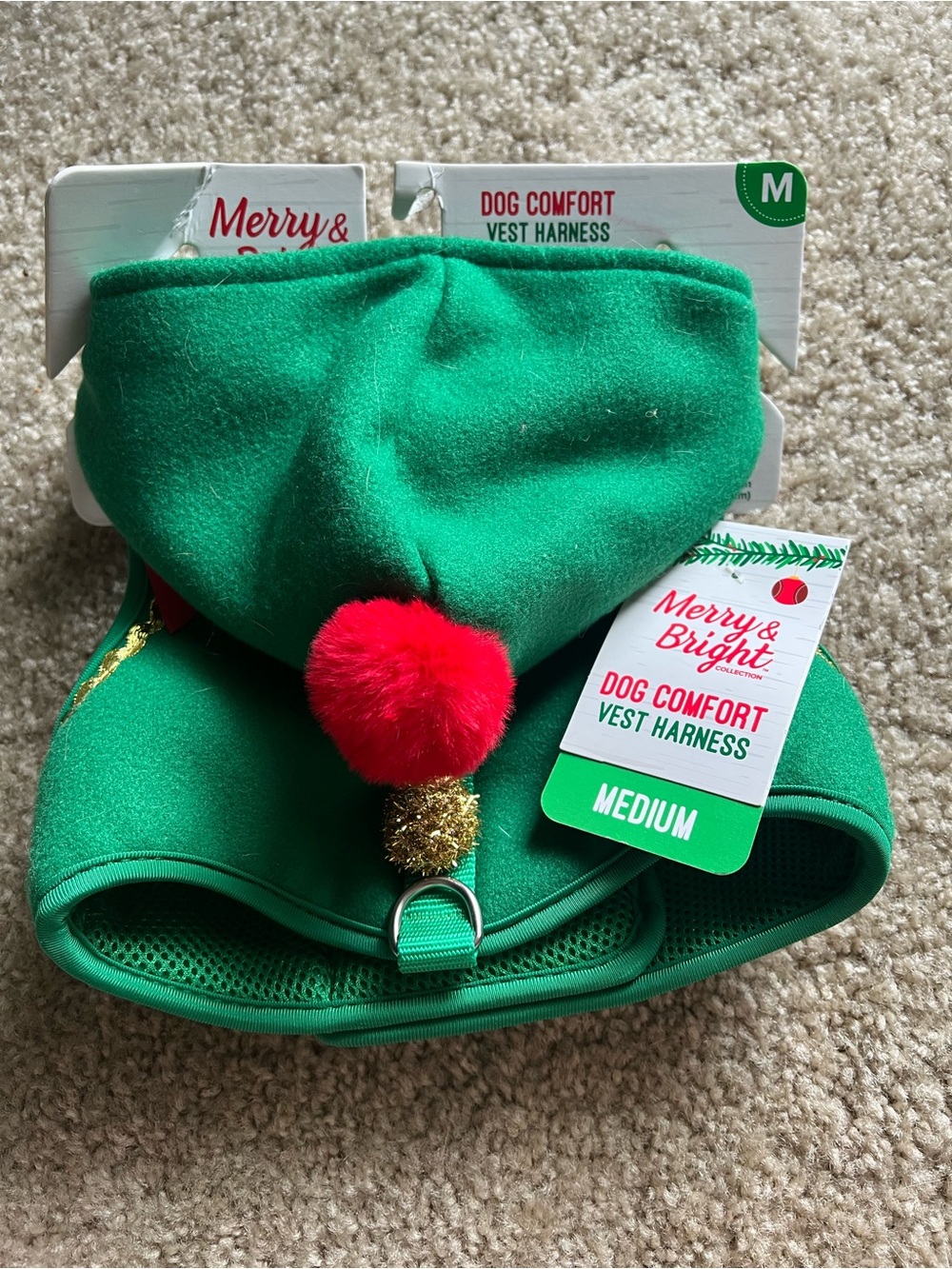 Christmas Green Dog Comfort Vest Harness - Medium